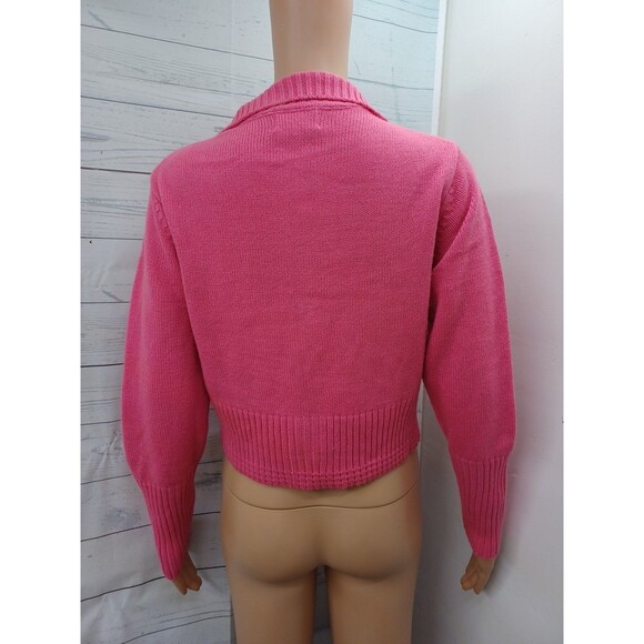 Poof Apparel Womens Pink Sweater Long Sleeve Full Zip Sz M - Picture 4 of 8